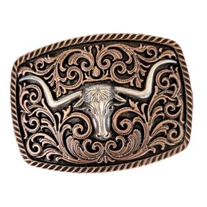 Tri-Color Texas Longhorn Western Belt Buckle - New!